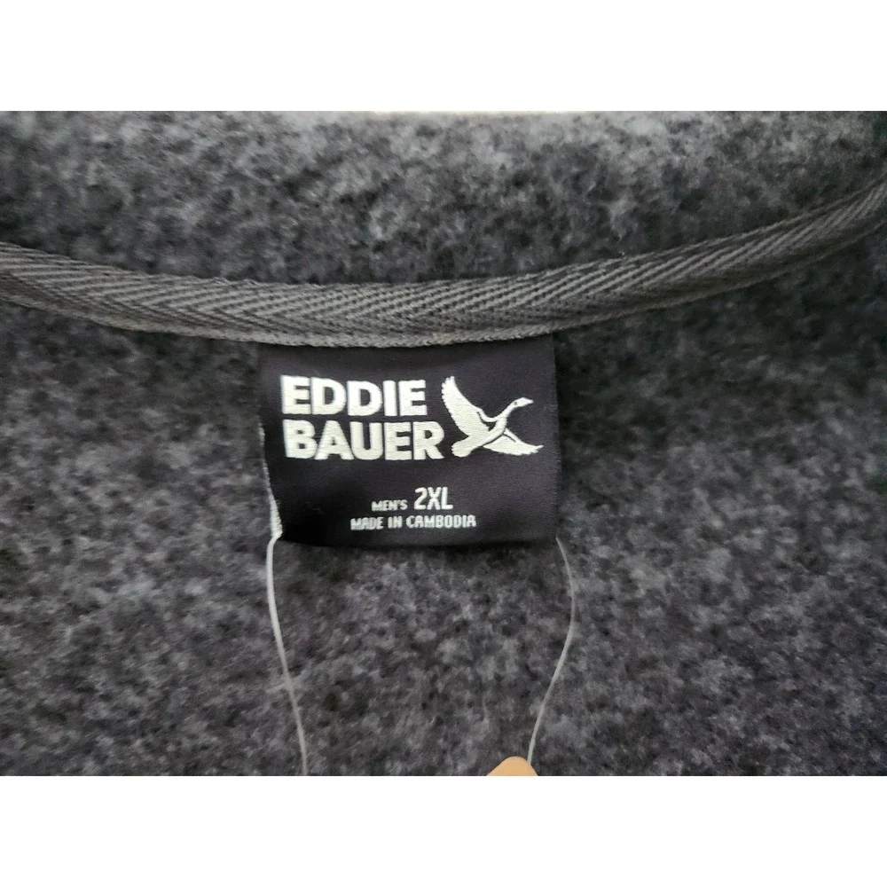 Eddie Bauer 1/4 Zip Pullover Fleece Sweater Mens 2XL XXL Slate Gray NWT New